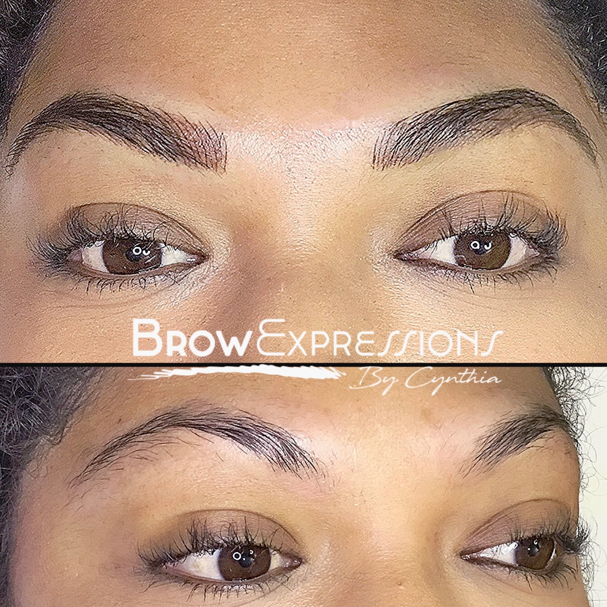 Before and after nano brows on dark skin — Brow Expressions by Cynthia, Prescott AZ