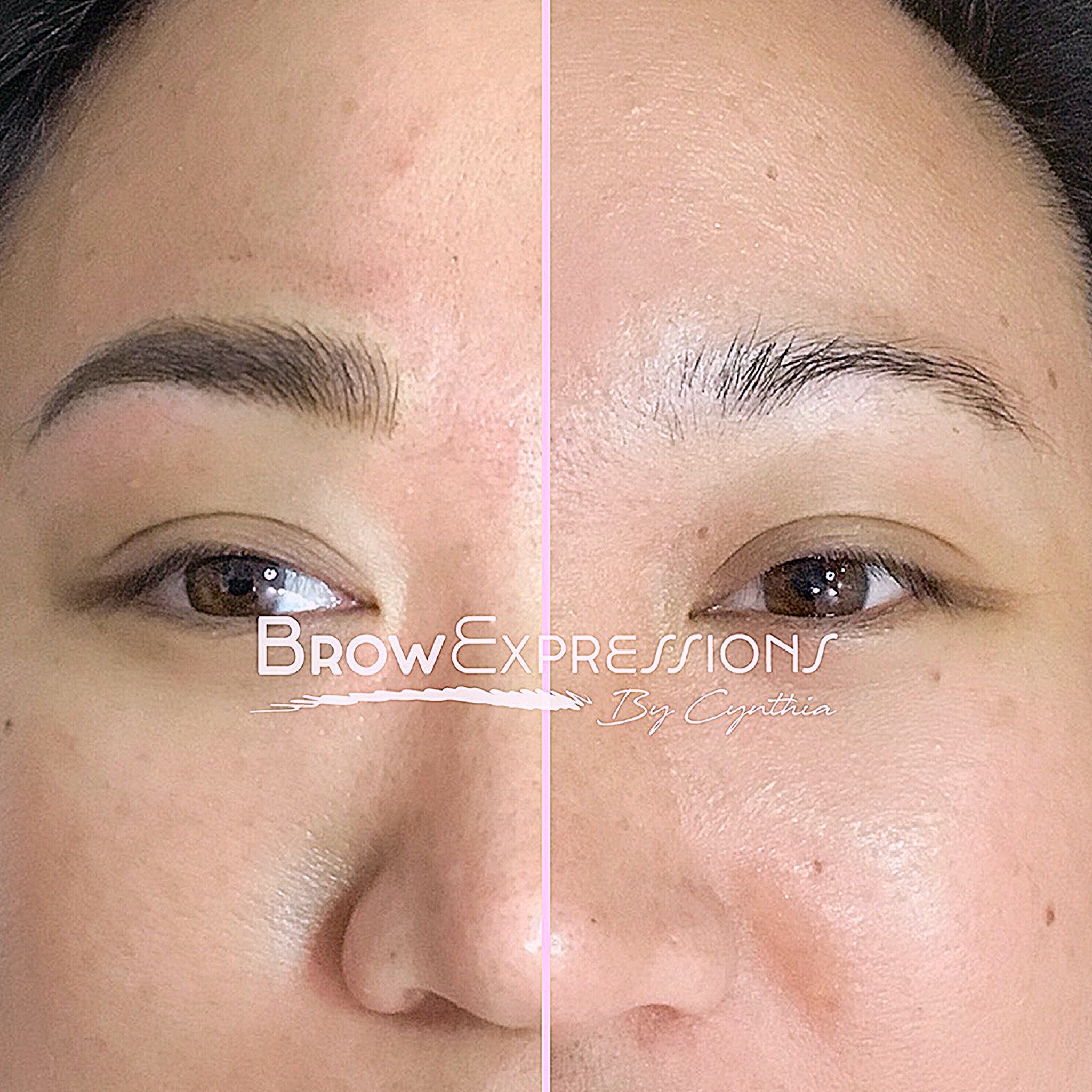 Side-by-side brow transformation — natural nano brows in Prescott Valley, AZ