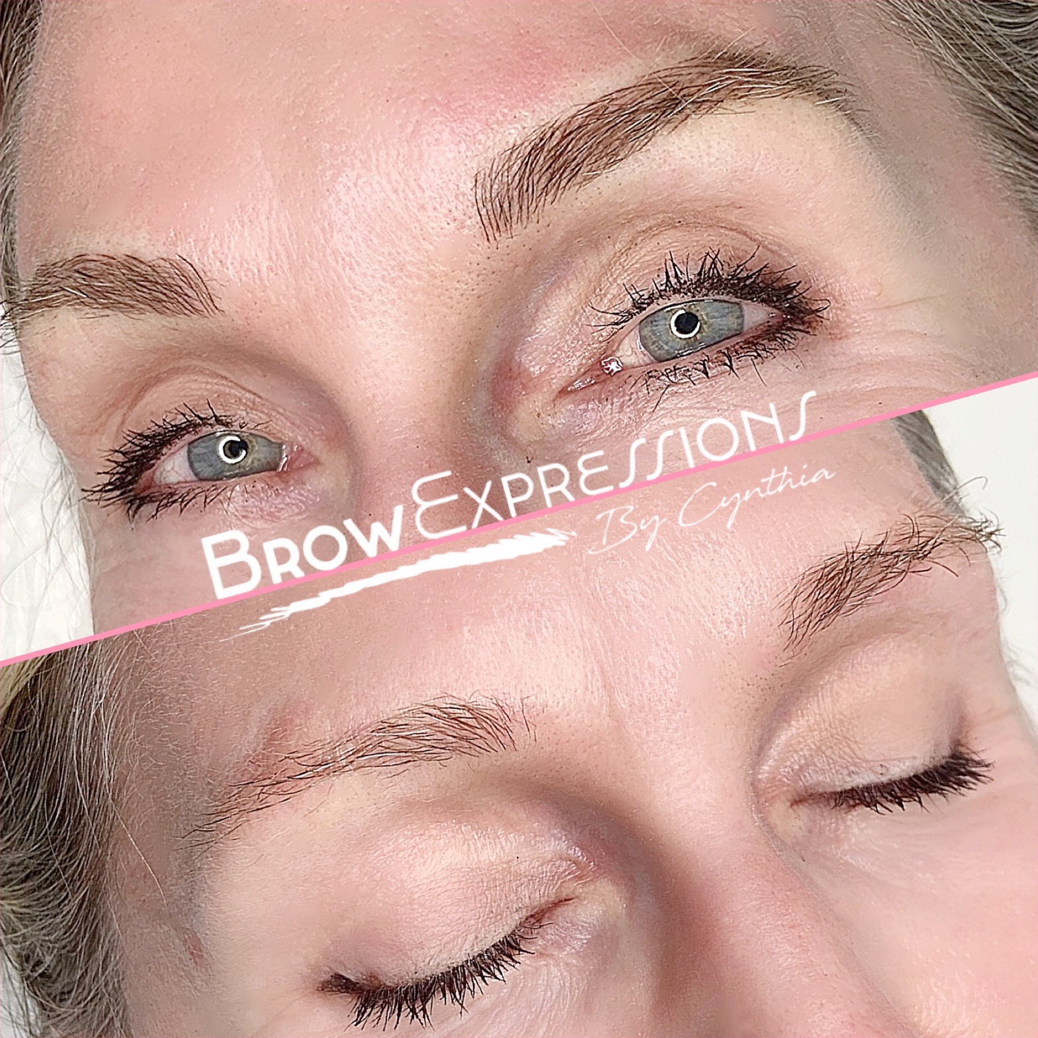 Before and after nano brows on mature skin — Brow Expressions by Cynthia Irwin